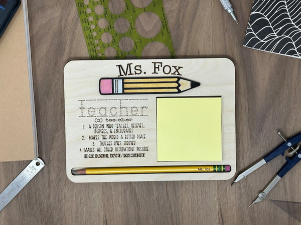 Personalized Post it Note Holder Sticky Note Holder for Teacher